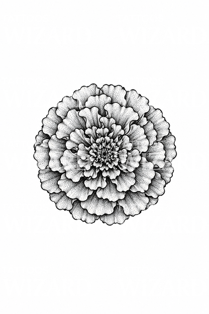 Gepunktete Studentenblume als Dotwork-Tattoo-Idee