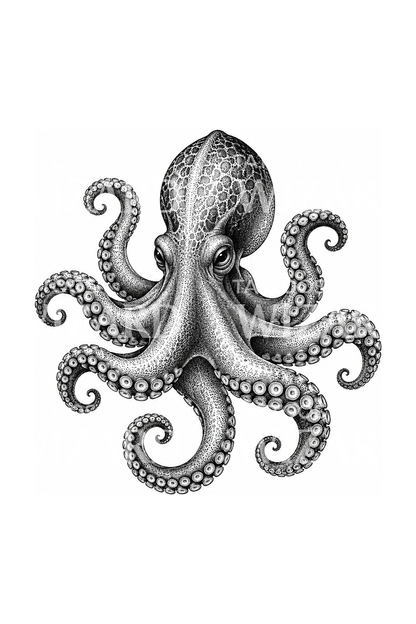 Tečkovaný chobotnicový dotwork tetovací návrh