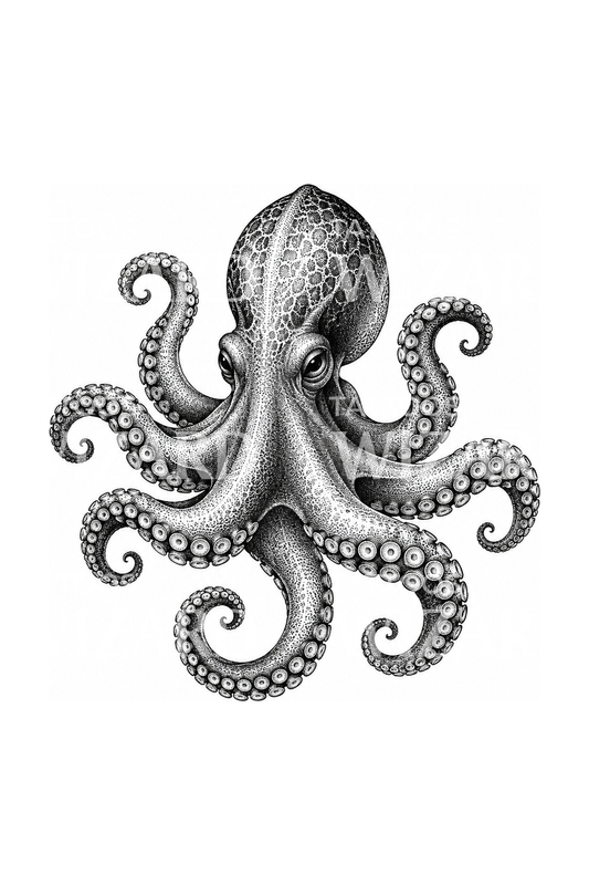 Tätowierdesign einer punktierten Oktopus-Dotwork