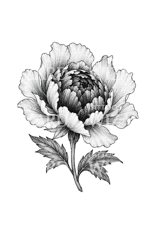 Gepunktetes Pfingstrosen-Tattoo mit offenem Herzen