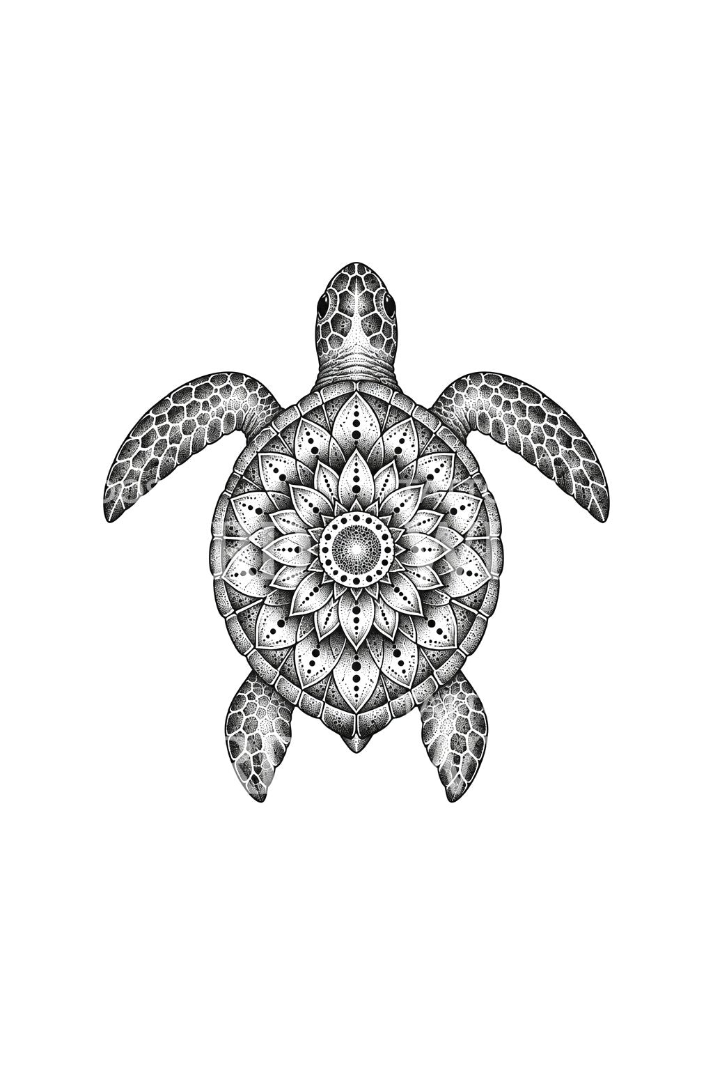 Diseño de tatuaje de caparazón de tortuga con rueda floral