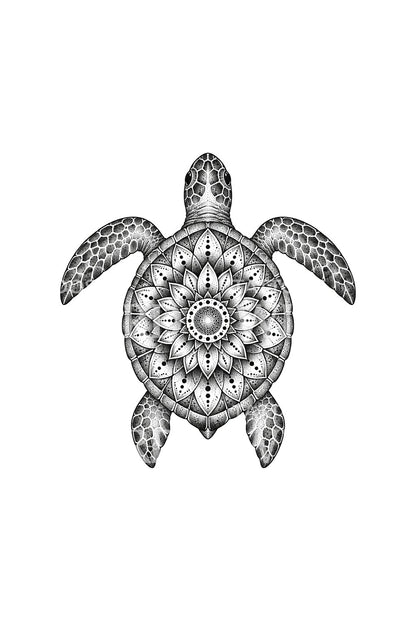 Diseño de tatuaje de caparazón de tortuga con rueda floral