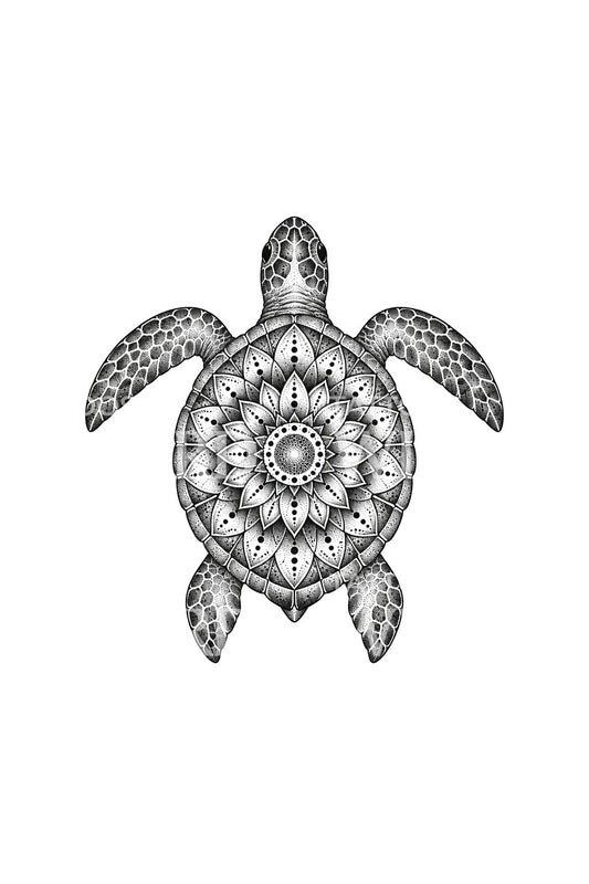 Pistekuvioitu terälehtipyörä kilpikonnan tatuointisuunnitelmassa