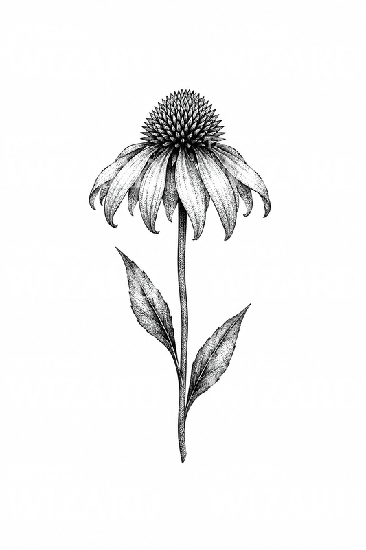 Stippled Purple Coneflower Tattoo Idea
