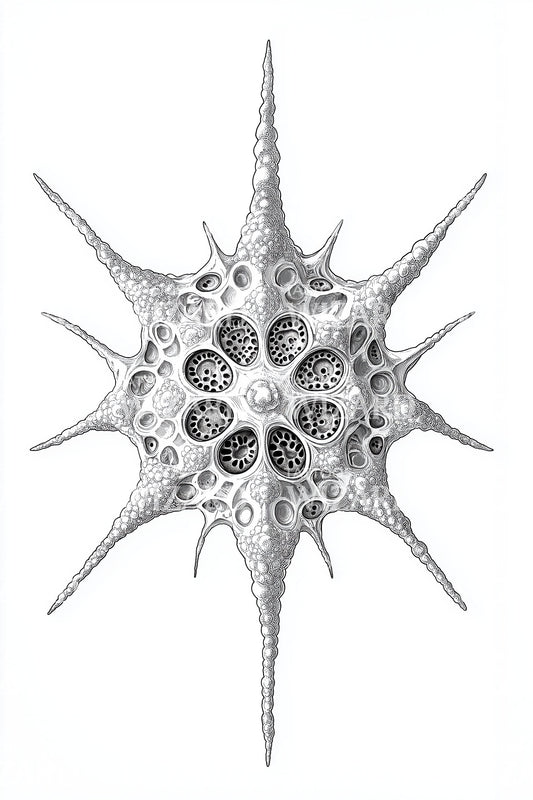 Stippled Radiolarian Burst Tattoo Design