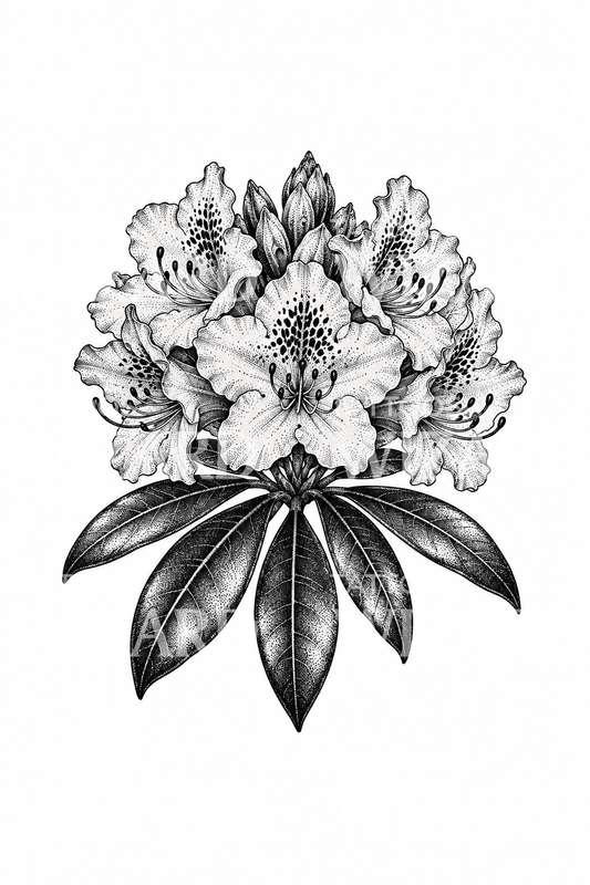 Stippled Rhododendron Truss Tattoo Design