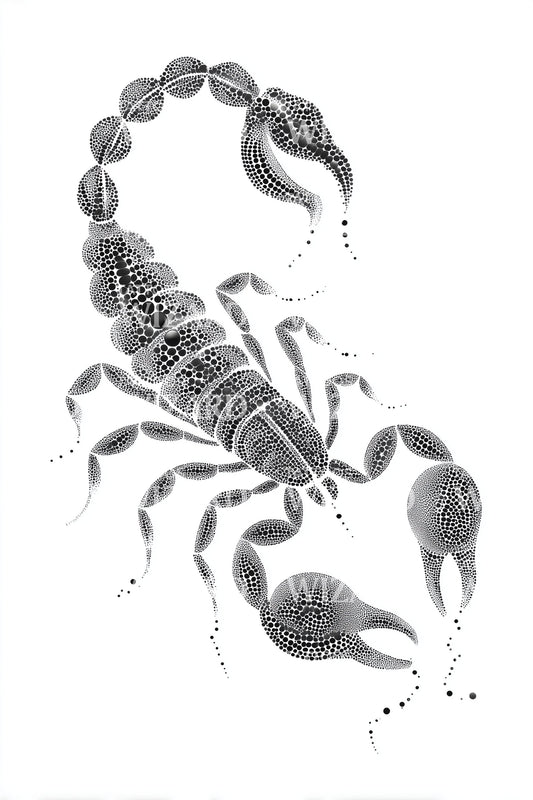 Desenho de Tatuagem de Escorpião Pontilhado em Movimento