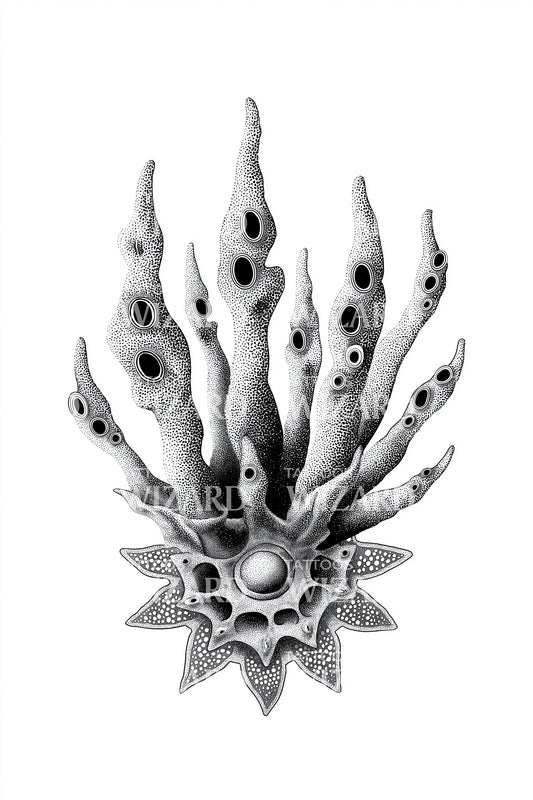 Stippled Sea Sponge Tattoo Design