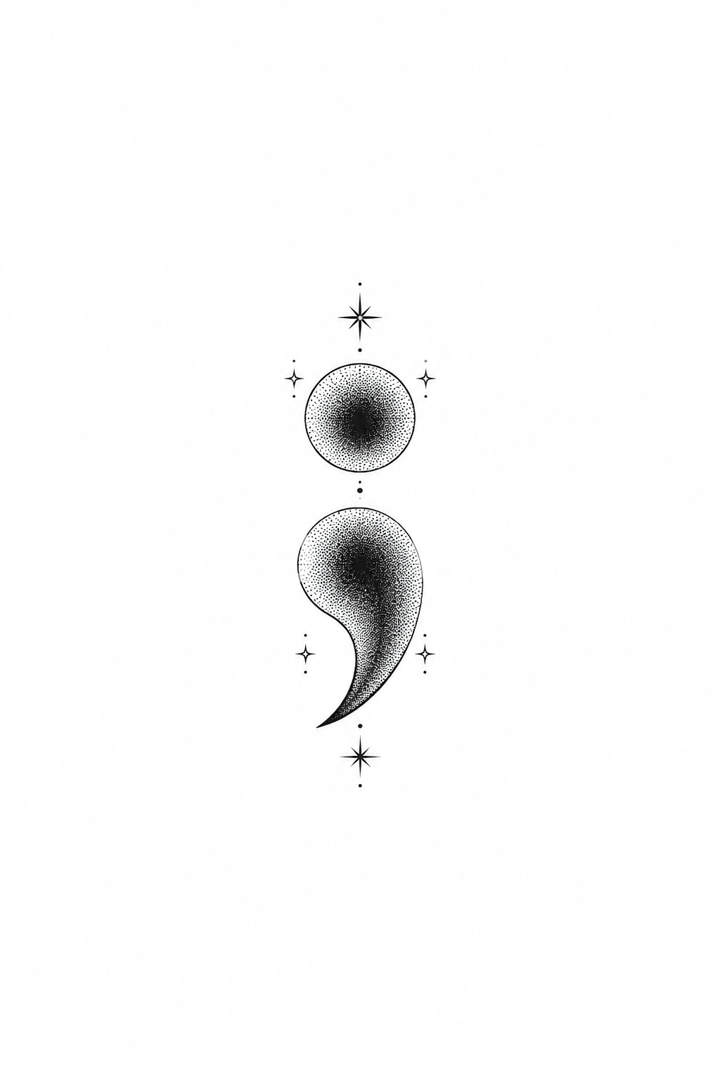 Idée de tatouage point-virgule pointillé avec étoiles