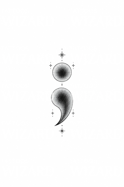 Idée de tatouage point-virgule pointillé avec étoiles