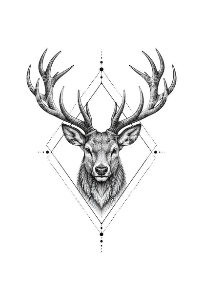 Desain tato rusa bertitik dalam berlian geometris