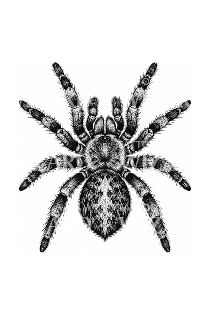 Tarantola puntinata in tatuaggio dotwork