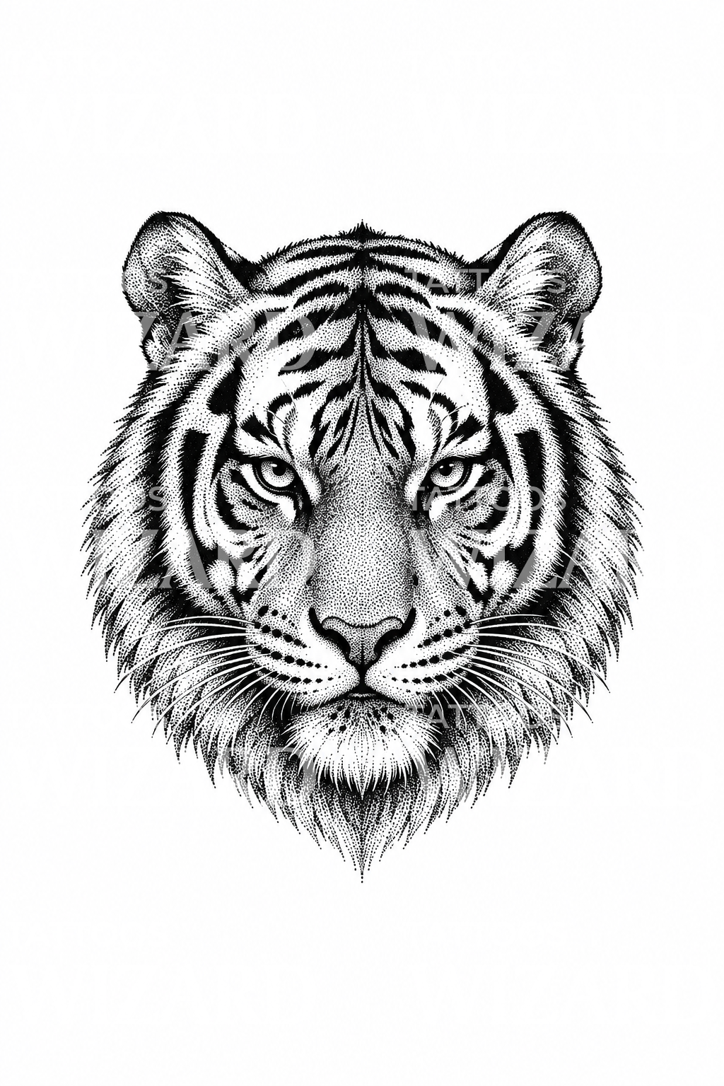 Prikket tigeransigt Dotwork tattoo design