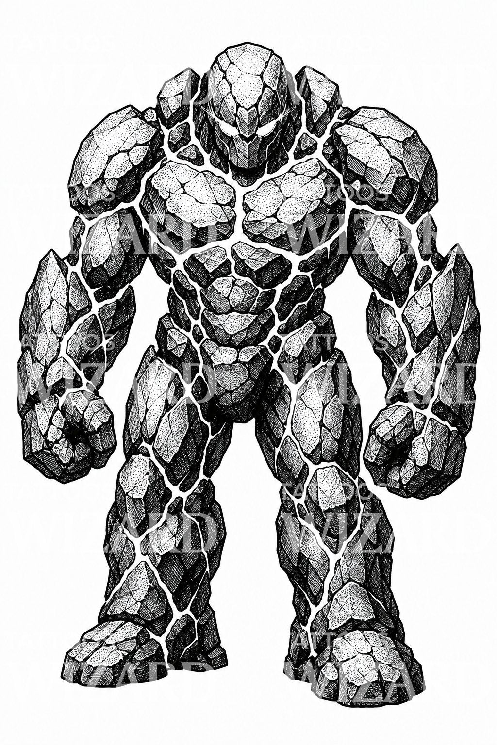 Modèle de tatouage golem de pierre