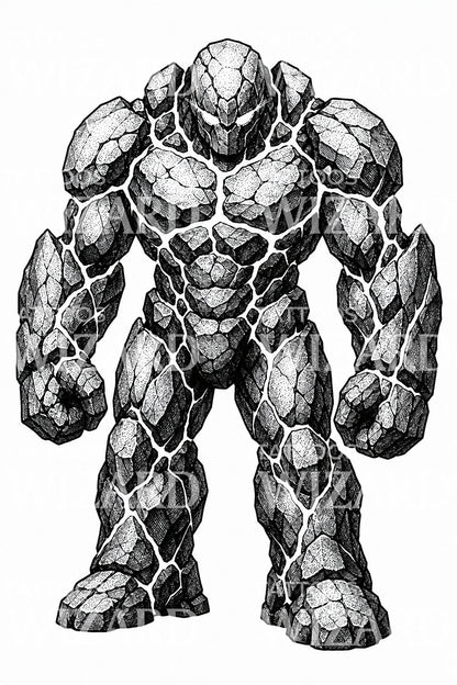 Modèle de tatouage golem de pierre