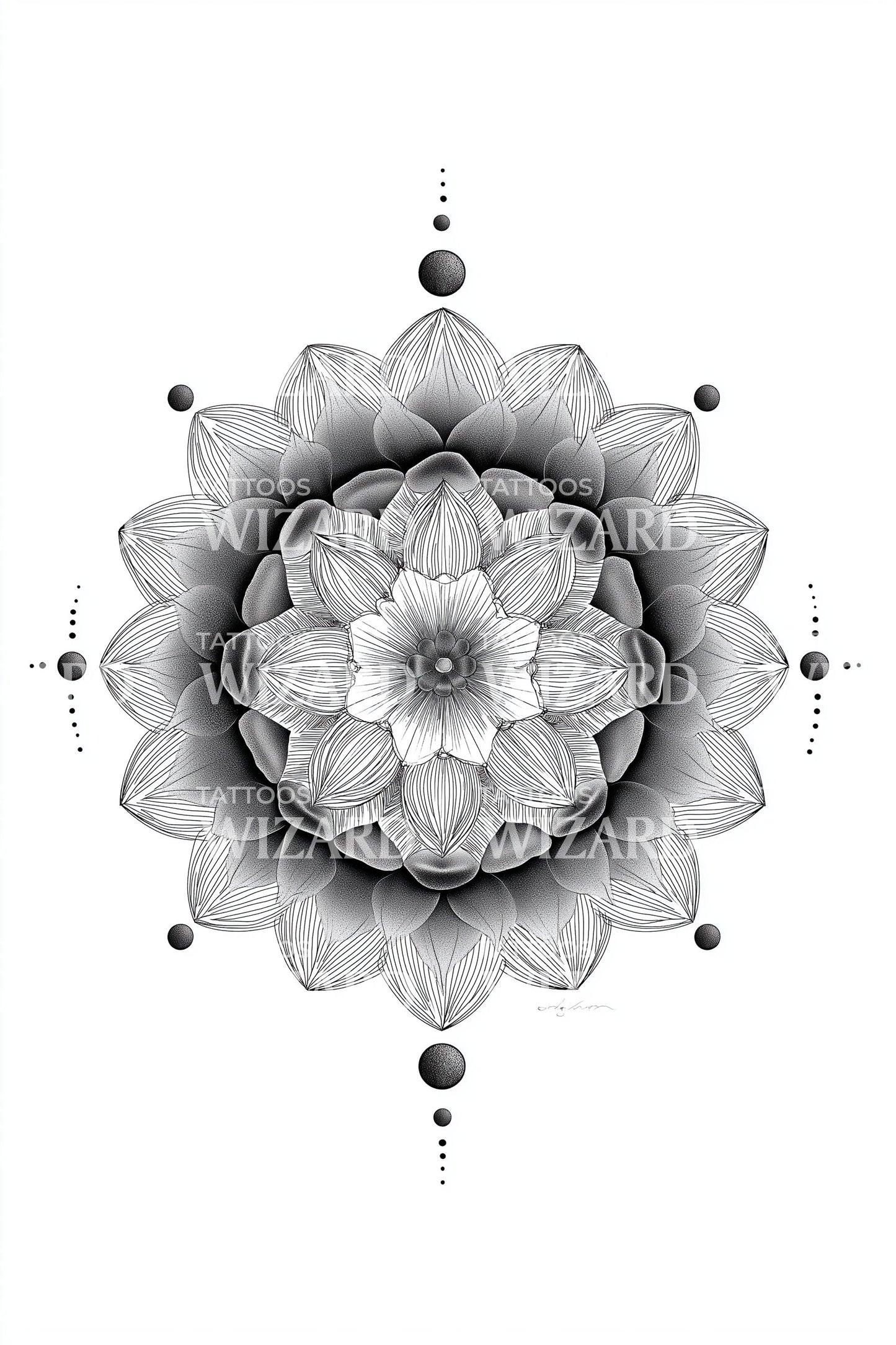 Steen Lotus Mandala Tatoeage Ontwerp