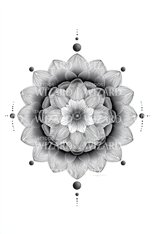 Stone Lotus Mandala Tattoo Design