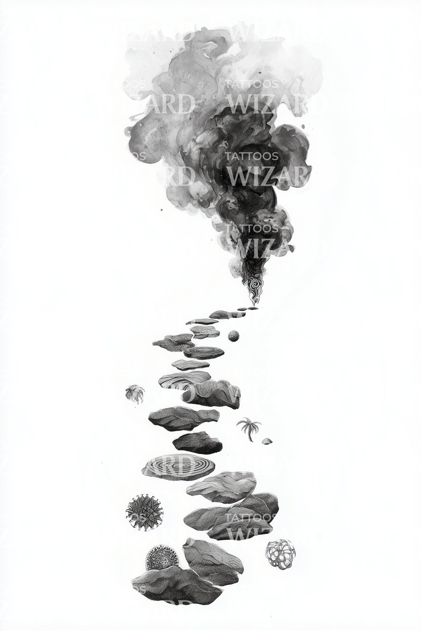Stone Path Smoke Tattoo Design