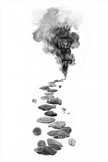 Stone Path Smoke Tattoo Design