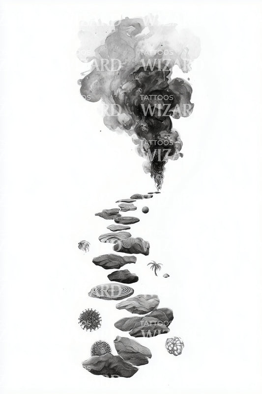 Stone Path Smoke Tattoo Design