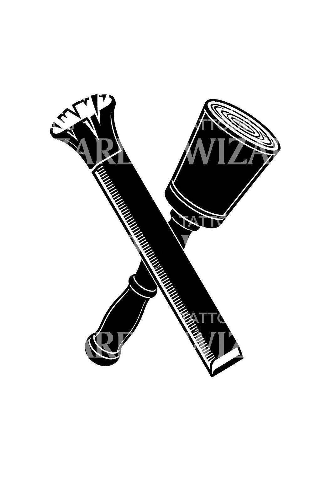 Stonemason Chisel and Mallet Tattoo Design