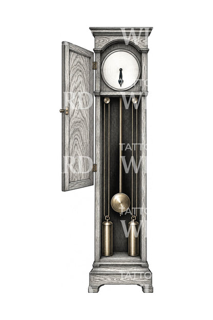 Stopped Longcase Clock Tattoo Design