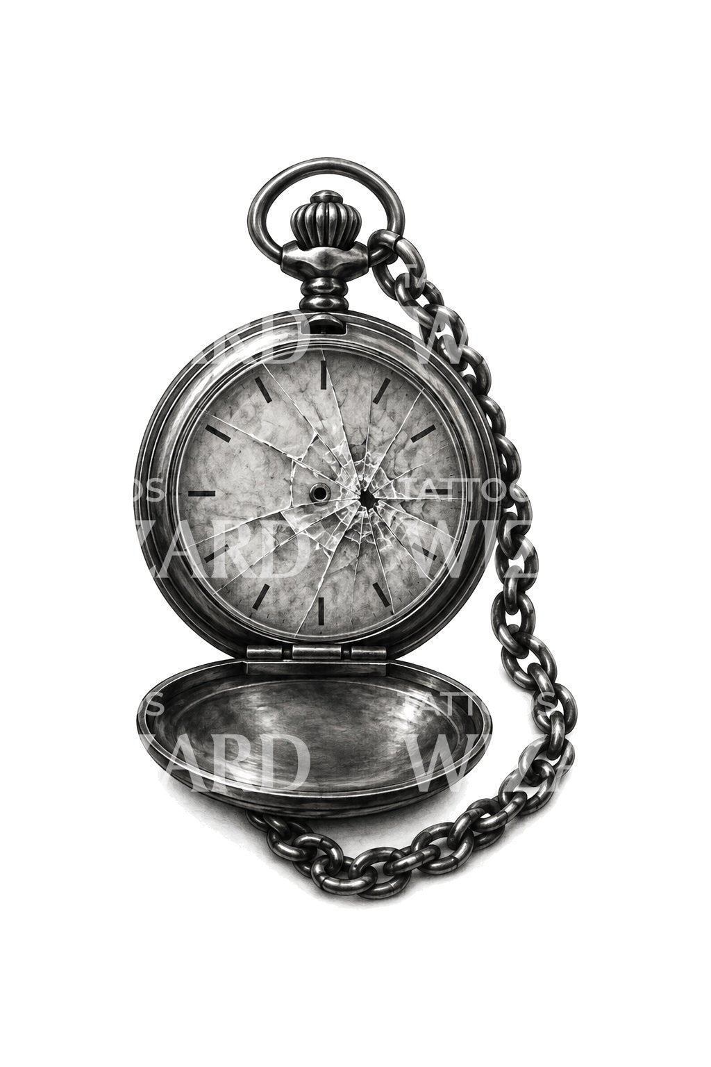 Stopped Time Silver Watch Tattoo Illustration