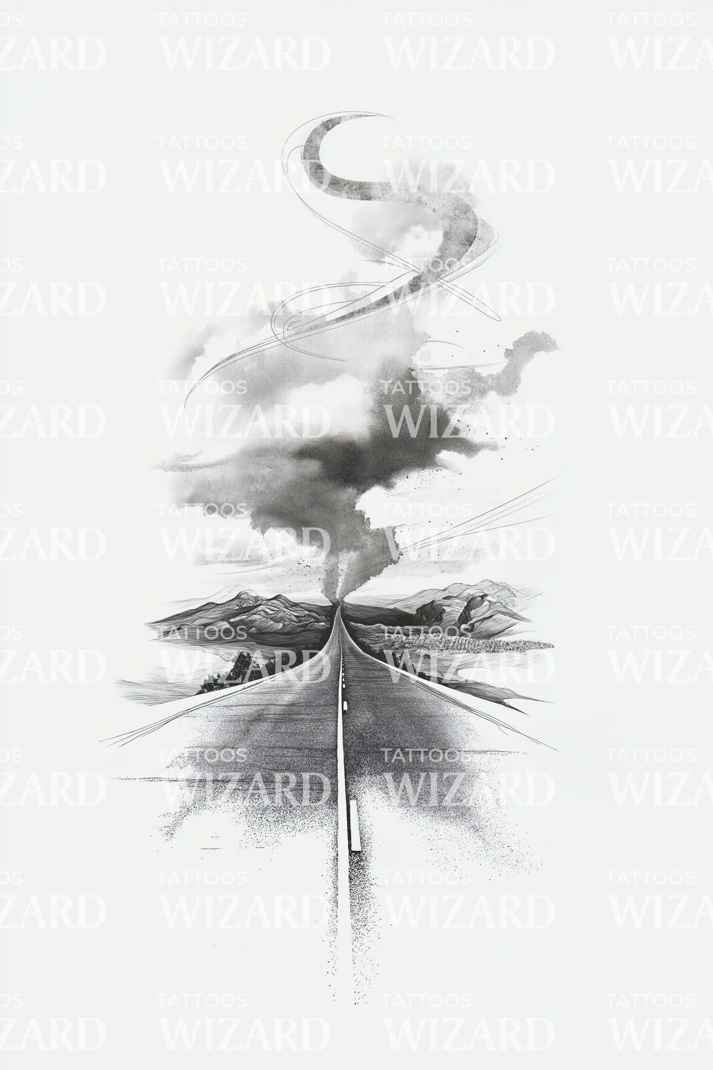 Storm Cloud Tree Tattoo Design