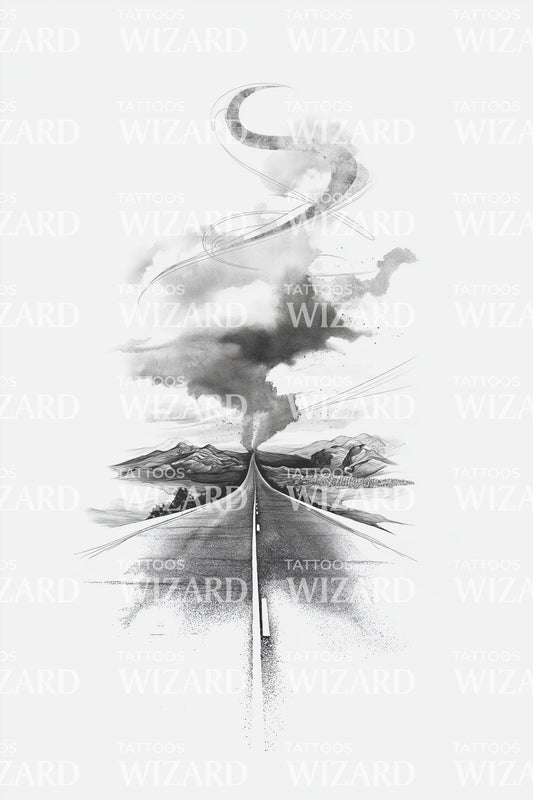 Storm Cloud Tree Tattoo Design