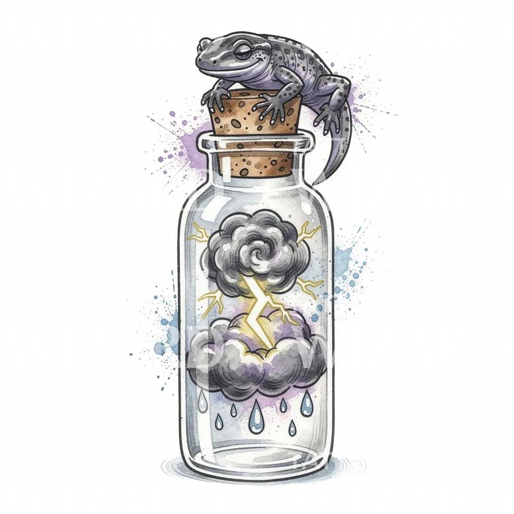 Storm in a Bottle Tattoo Design