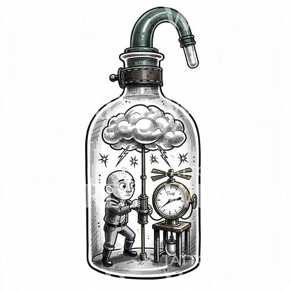 Storm in a Bottle Tattoo Design