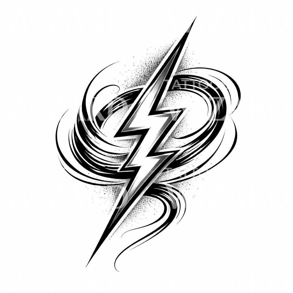 Storm Lightning Bolt Tattoo Design