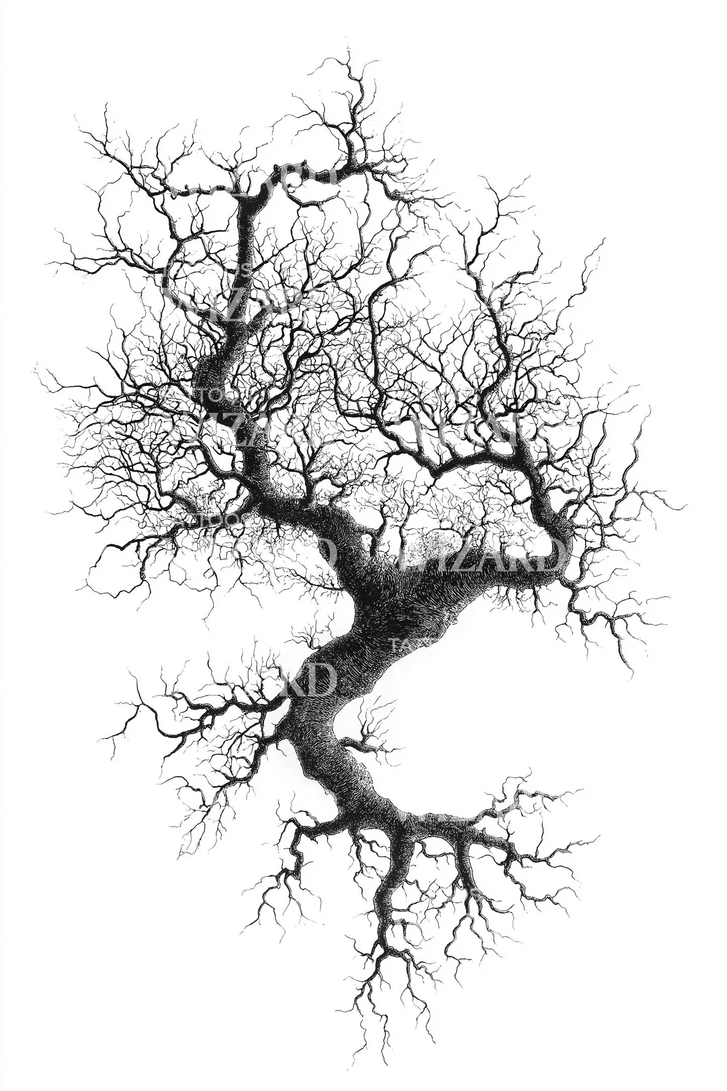 Storm Root Tree Tattoo Design