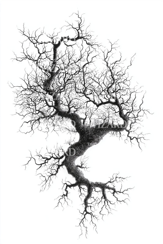 Storm Root Tree Tattoo Design