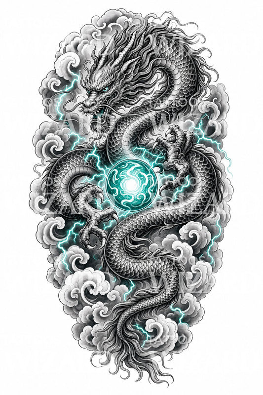 Storm Sky Dragon Tattoo Design