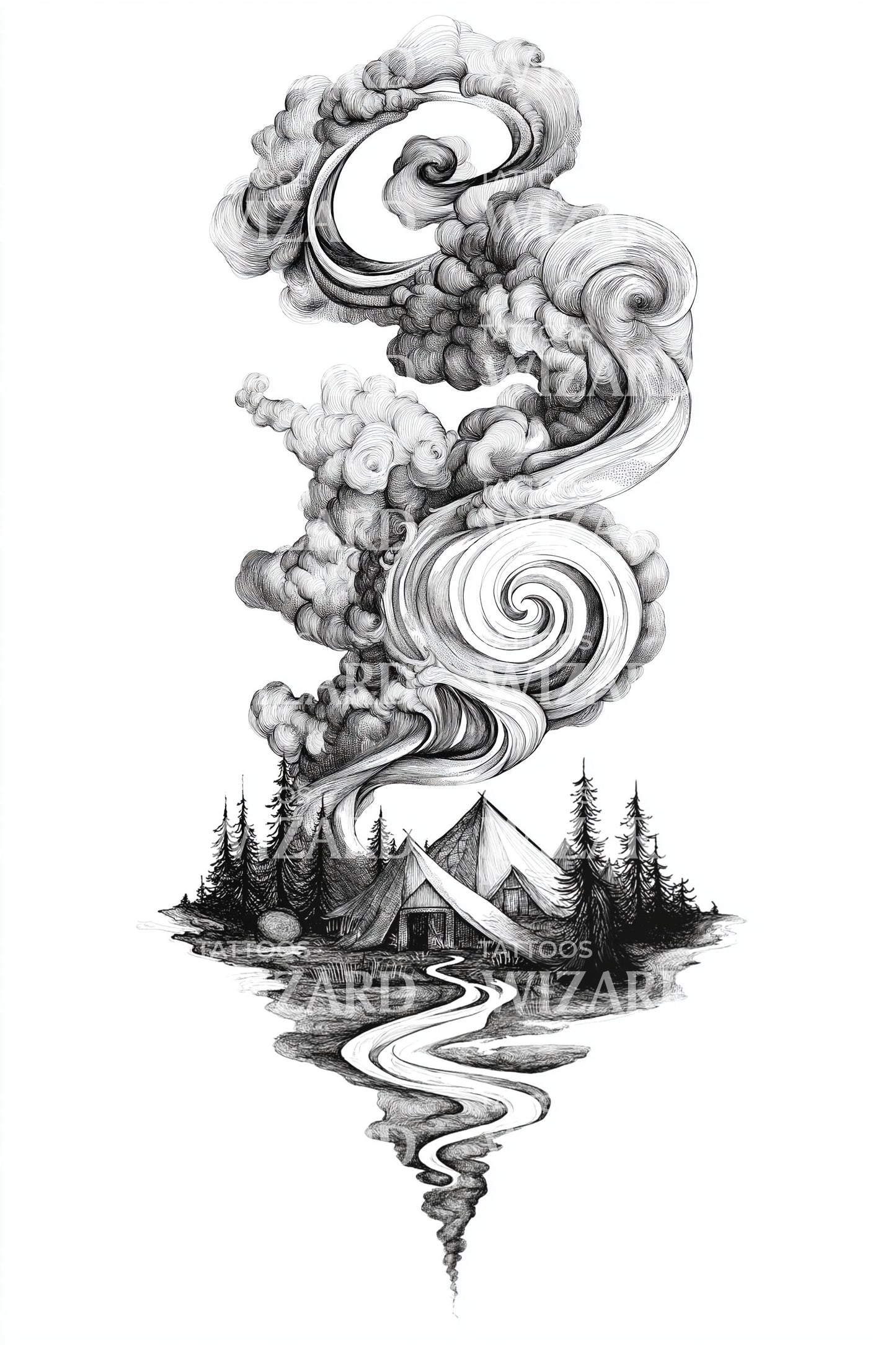 Storm Smoke Totem Tattoo Design