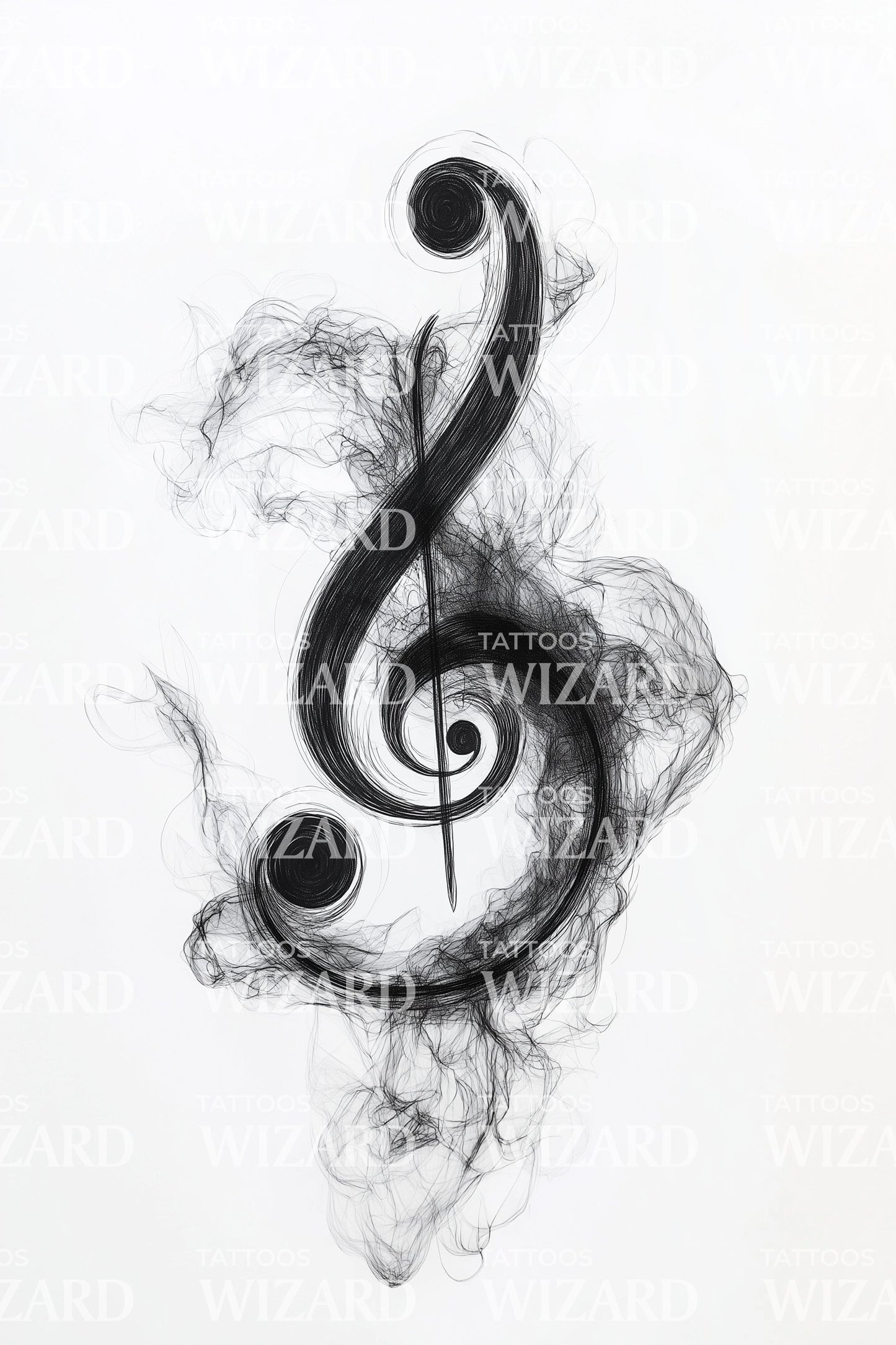 Storm Treble Clef Tattoo Illustration