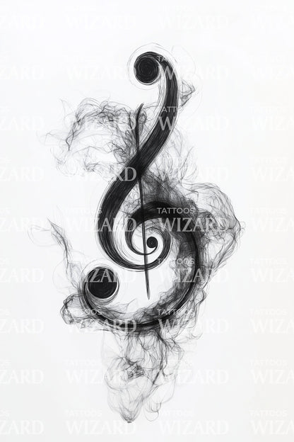 Storm Treble Clef Tattoo Illustration