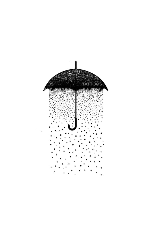 Stormy Umbrella Drizzle Tattoo Design