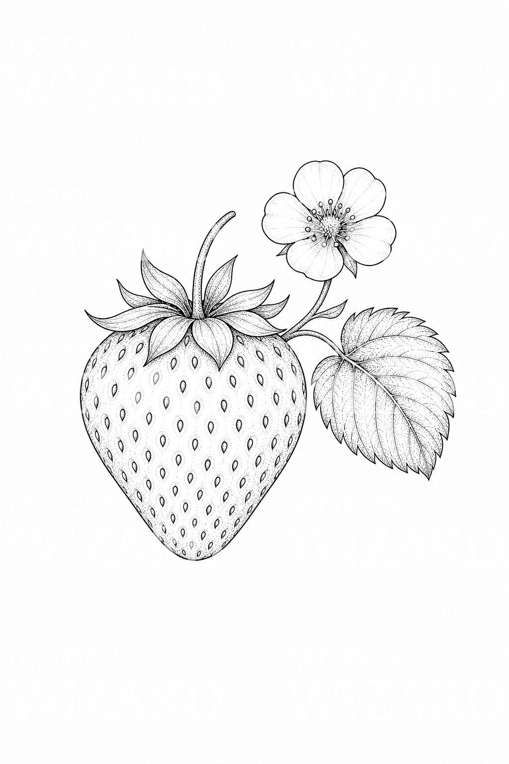 Strawberry and Blossom Tattoo Design