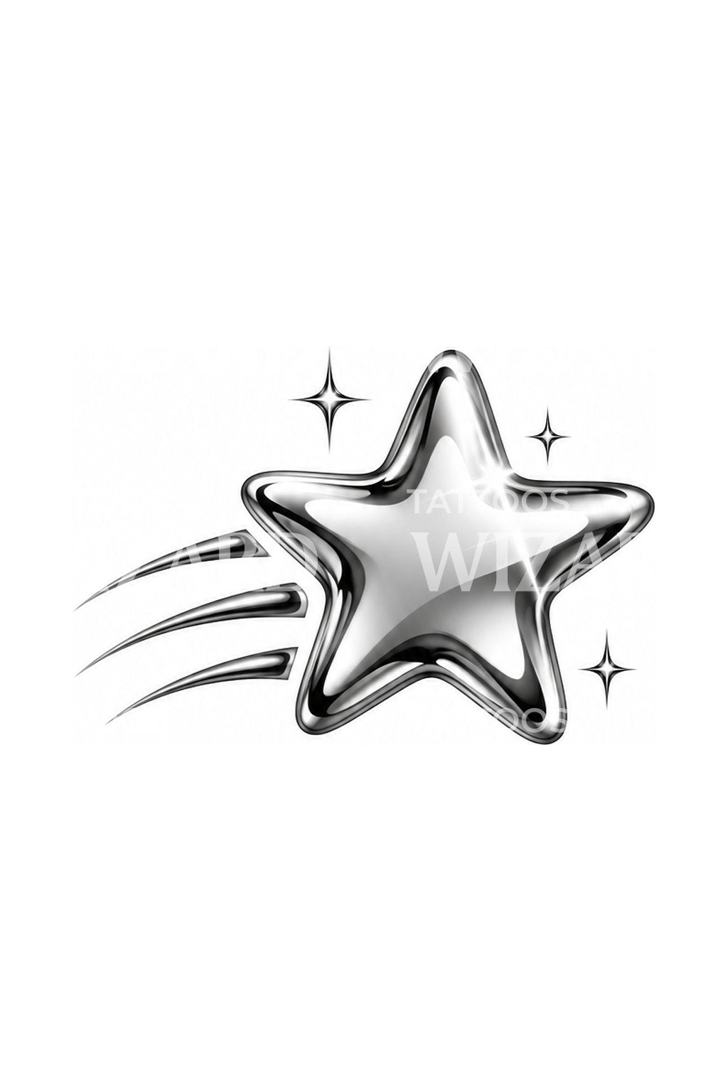 Streaking Silver Star Y2K Tattoo Design