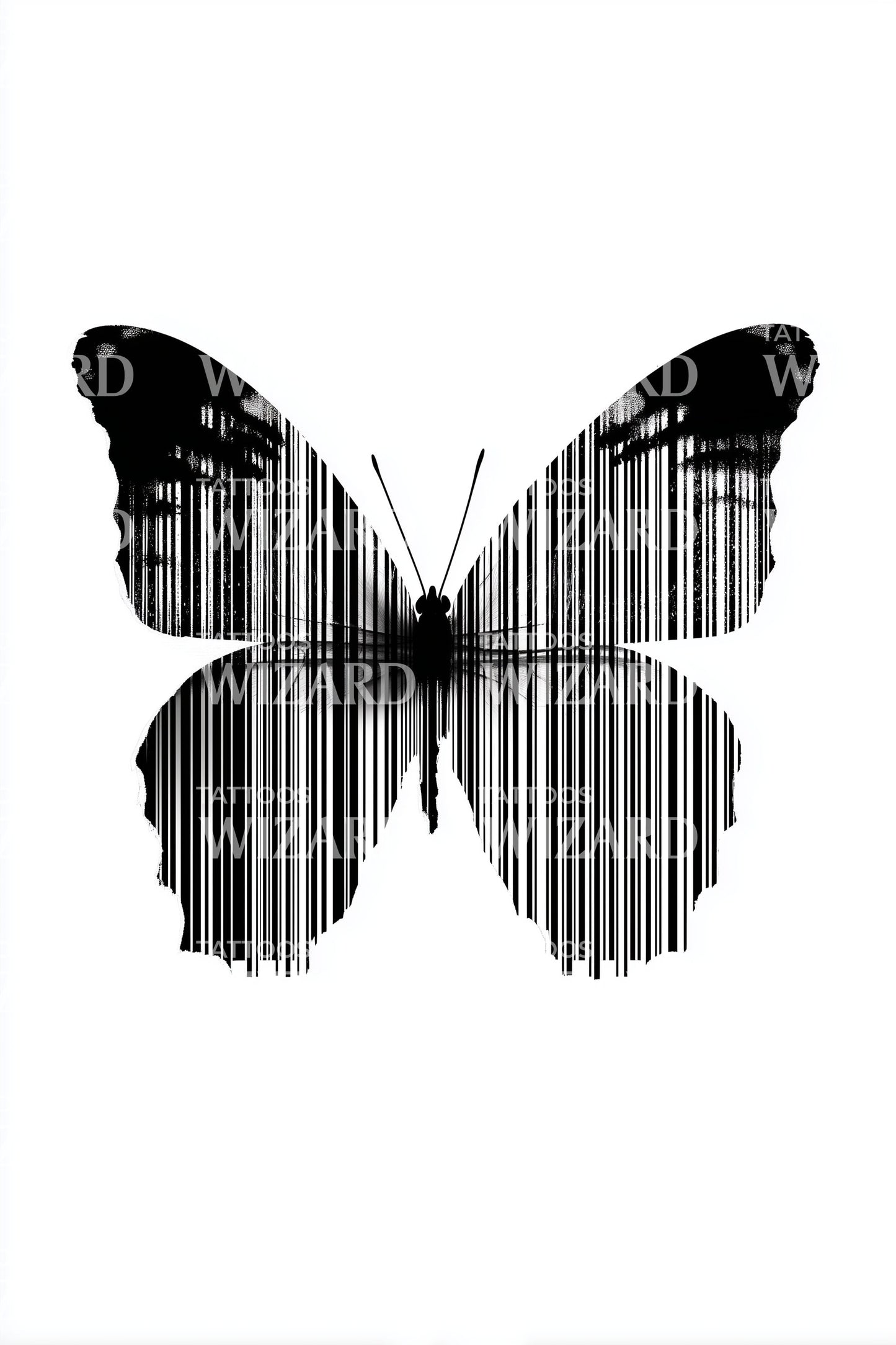 Striped Butterfly Minimal Tattoo Design