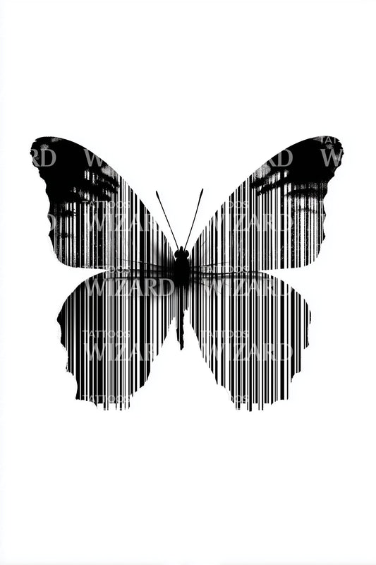 Striped Butterfly Minimal Tattoo Design