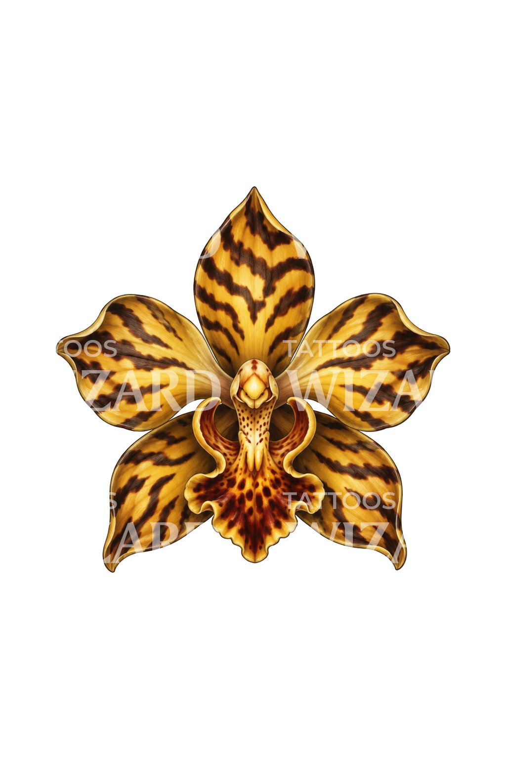 Tetování zlatého tygřího orchideje s pruhy