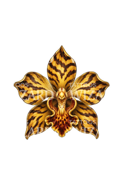 Tetování zlatého tygřího orchideje s pruhy