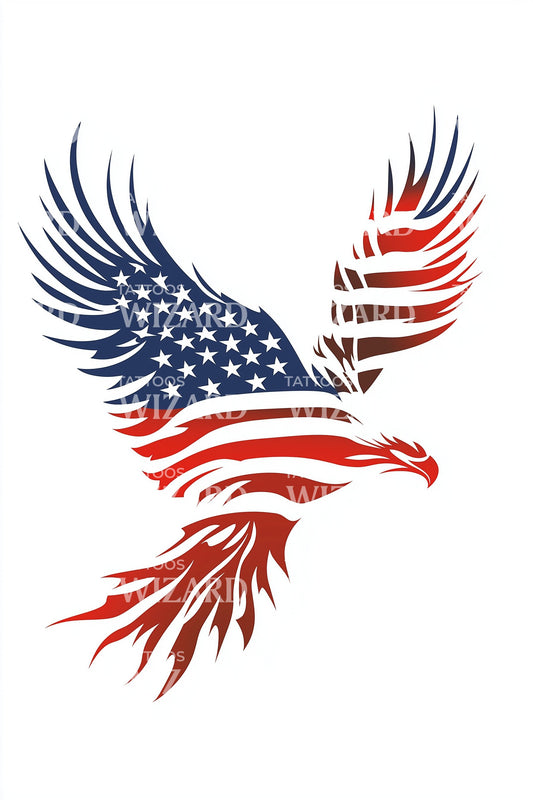 Striped Patriot Eagle Tattoo Design