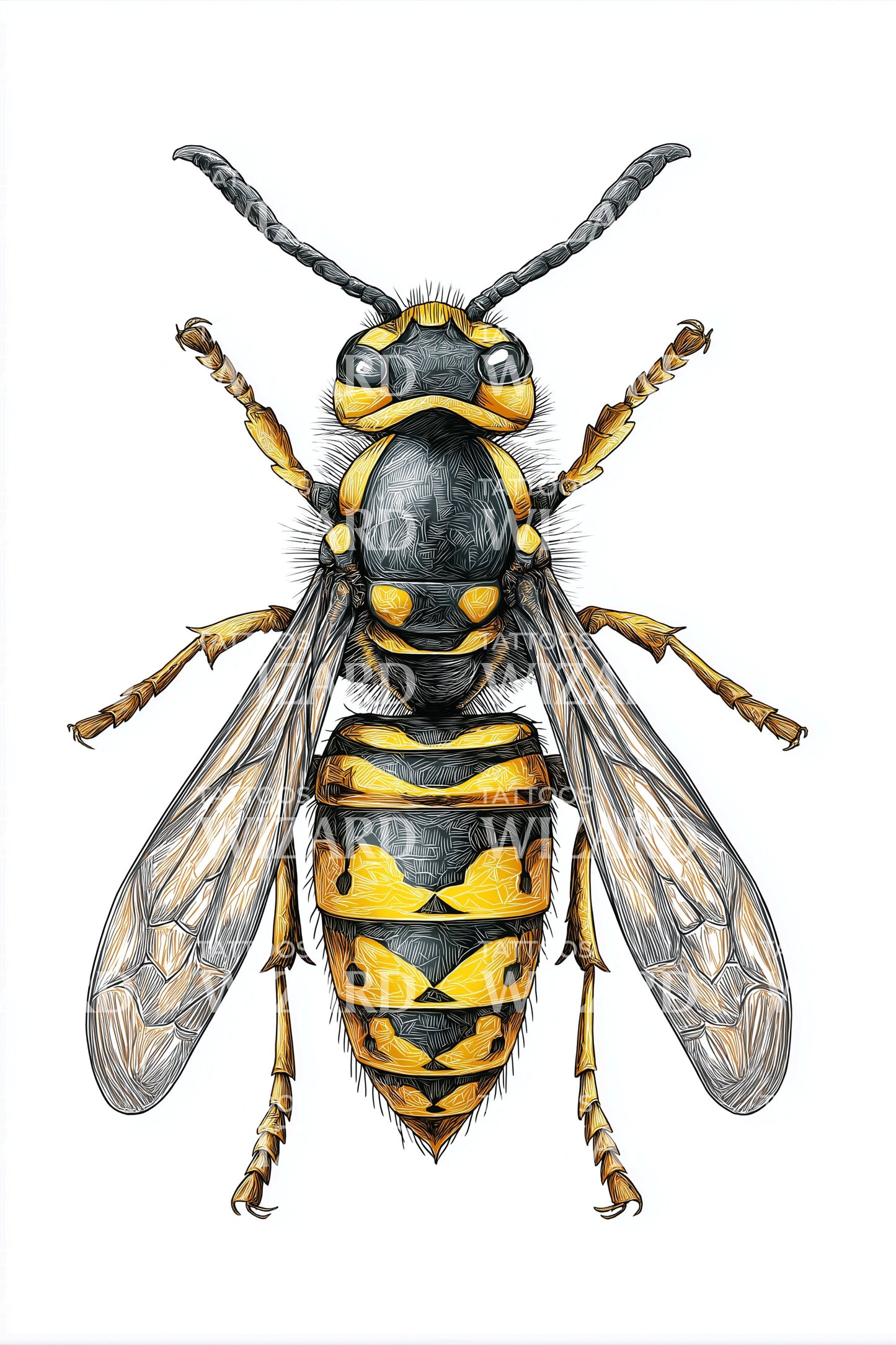 Striped Wasp Realism Tattoo Design