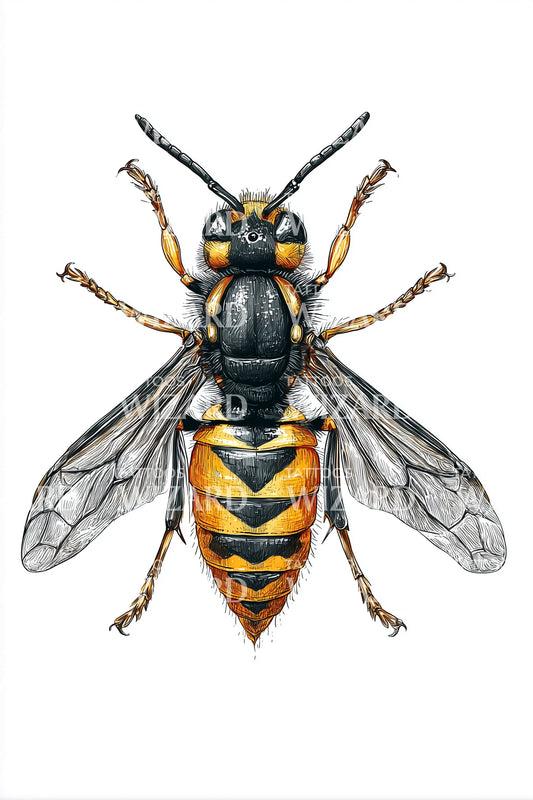 Striped Wasp Tattoo Illustration