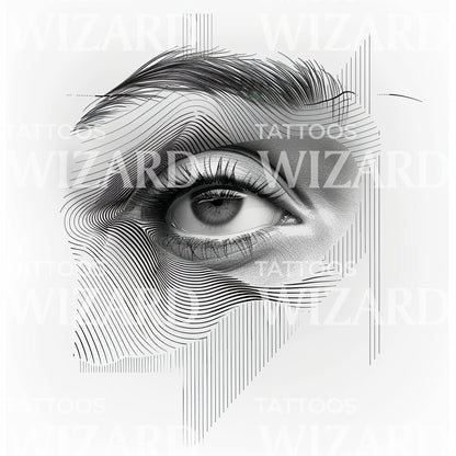 Stripes Eye Minimalist Tattoo Design