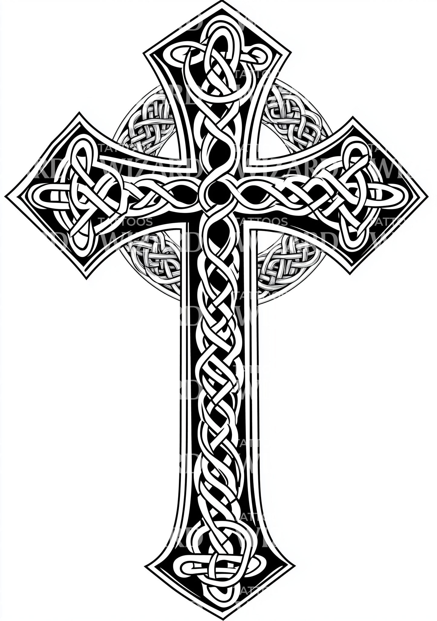 Strong Celtic Cross Tribal Tattoo Design